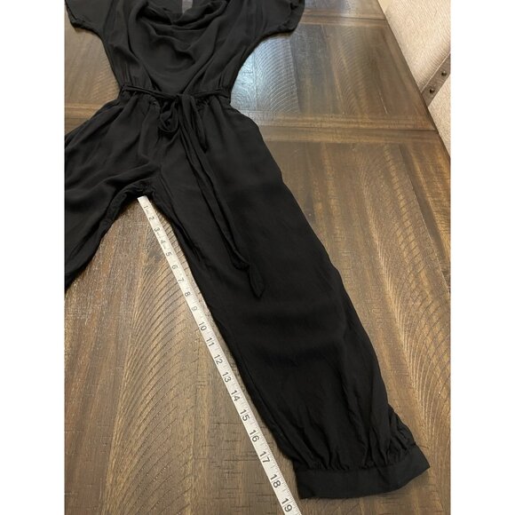 Baby Phat Black Cropped Jumpsuit S Cowl Neck Dolman Sleeve Waist Tie Minimalist - Picture 5 of 11